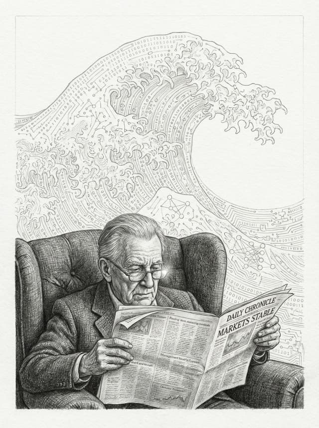 The Ostrich — AI Disruption Archetype illustration